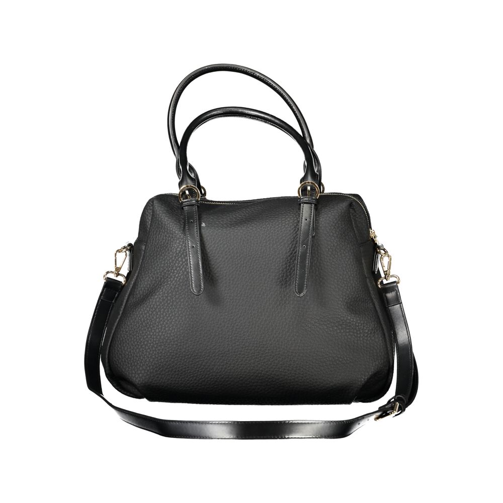 Mario Valentino Black Polyethylene Handbag with adjustable handles and shoulder strap, internal pockets, and contrasting details.