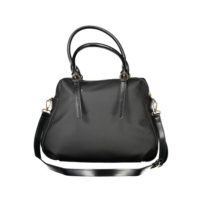 Mario Valentino Black Polyethylene Handbag with adjustable handles and shoulder strap, internal pockets, and contrasting details.