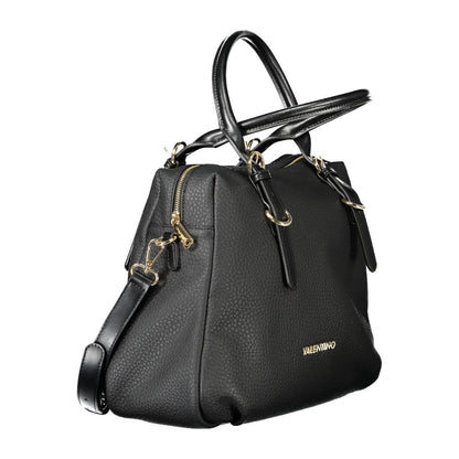 Mario Valentino Black Polyethylene Handbag with adjustable handles, shoulder strap, internal pocket, and contrasting details.