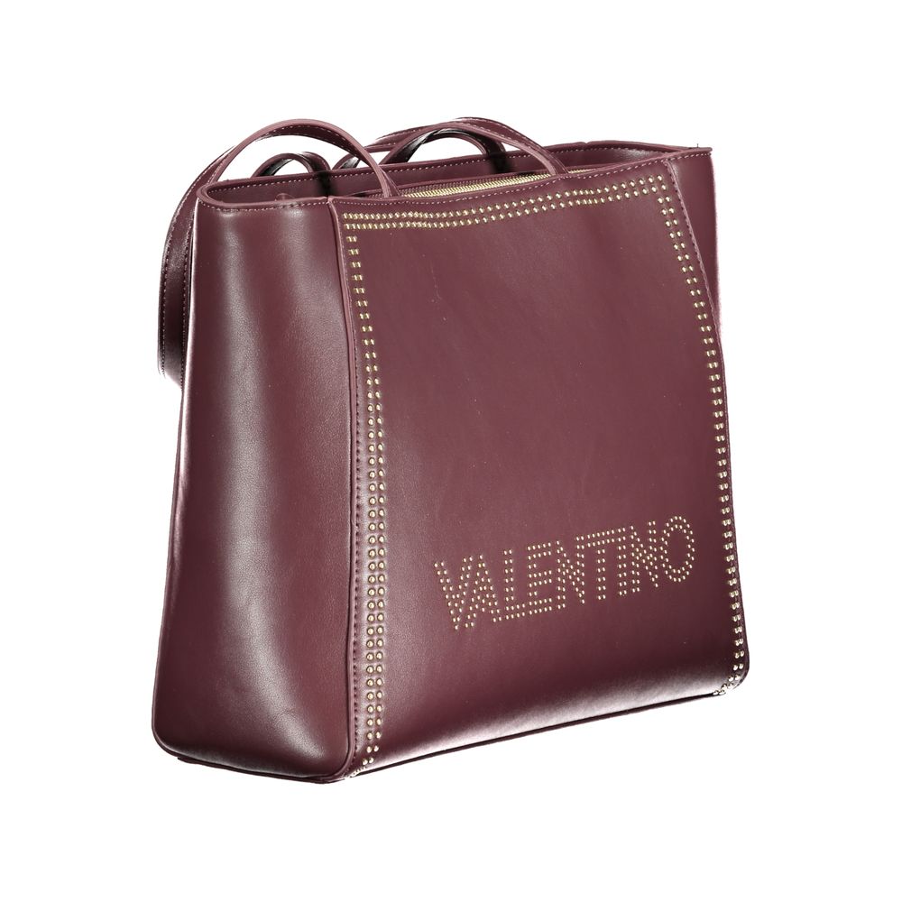 Mario Valentino Red Polyethylene Handbag with logo, contrasting details, and zip closure; features two handles and internal pockets.