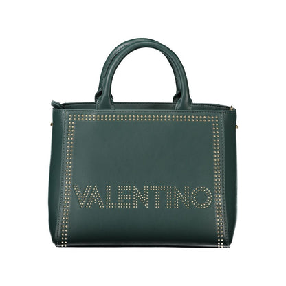 Mario Valentino Green Polyethylene Handbag with two handles and removable shoulder strap featuring logo and contrast details.