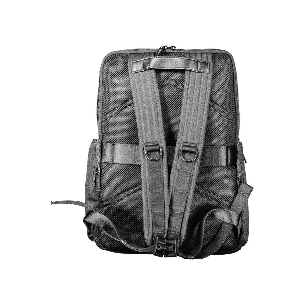 Back view of Calvin Klein Black Polyester Backpack with adjustable straps and ergonomic design.