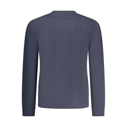 Back view of Pepe Jeans Blue Cotton Men Sweater with crew neck and long sleeves, showcasing casual sophistication and iconic flair.
