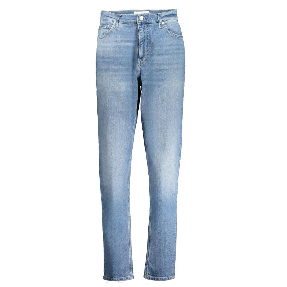 Calvin Klein Blue Cotton Women Jeans with vintage washed effect and logo embroidery, made with 20% recycled cotton.