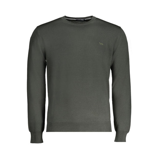 Harmont & Blaine Green Wool Sweater with long sleeves, jersey fabric, crew neck, and embroidered logo.