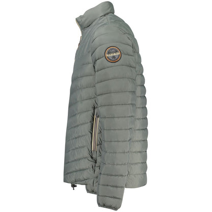 Napapijri Green Polyamide Men Jacket with logo and external pockets, side view