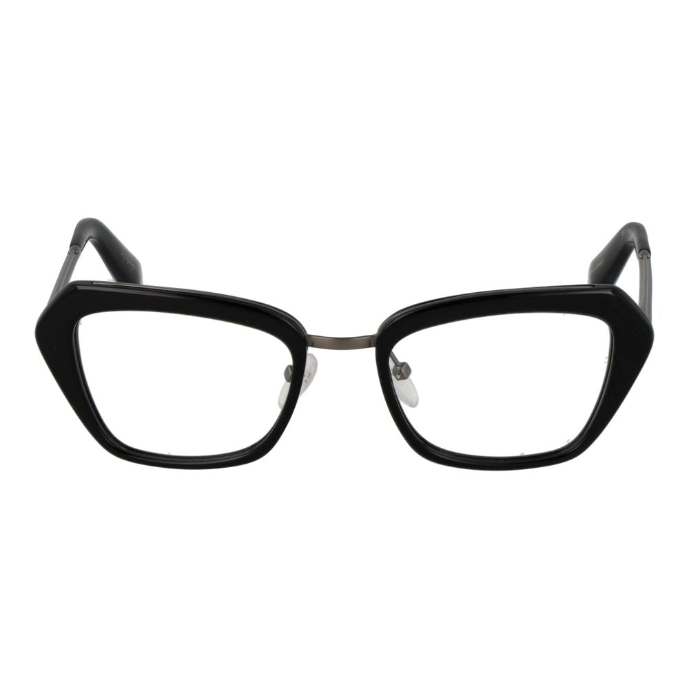 Yohji Yamamoto Black Women Glasses Frame, black full-rim plastic rectangle eyewear with demo lenses, size 51-19-140.