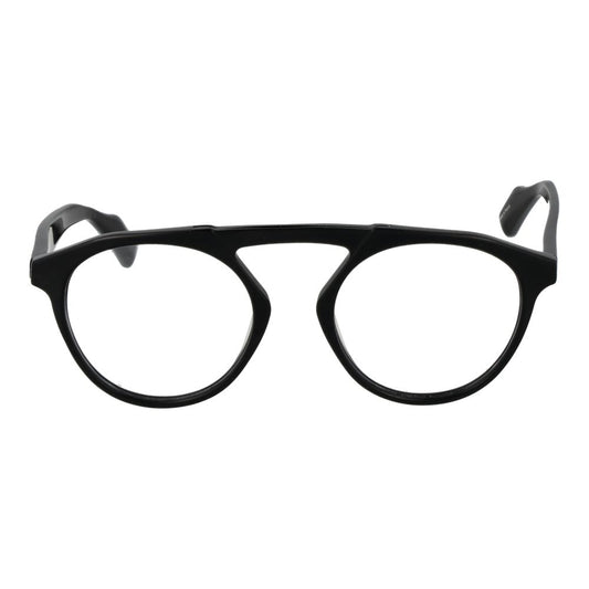 Yohji Yamamoto Black Men Glasses Frame, aviator style, full-rim black plastic, size 50-20-145 with branded soft case