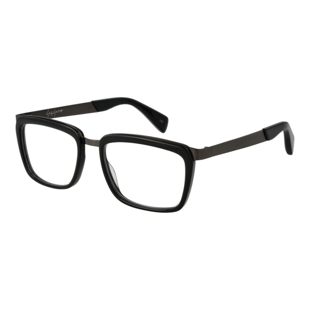Yohji Yamamoto Gray Unisex Glasses Frame, full-rim acetate, rectangle shape, demo lens, size 54-18-145, includes branded soft case.