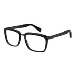 Yohji Yamamoto Gray Unisex Glasses Frame, full-rim acetate, rectangle shape, demo lens, size 54-18-145, includes branded soft case.