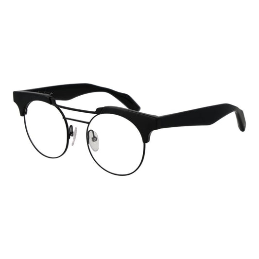 Yohji Yamamoto Black Women Glasses Frame, round full-rim plastic design with demo lenses, size 49-19-148.