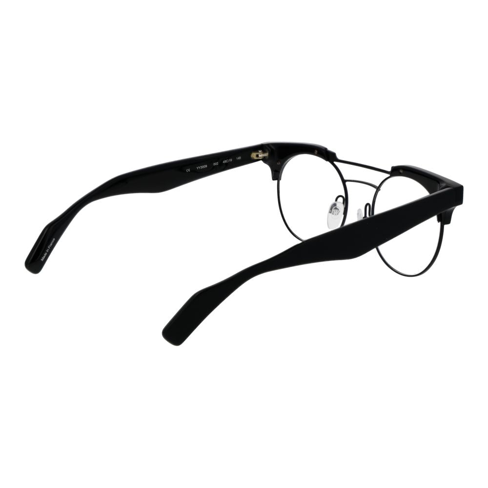 Yohji Yamamoto Black Women Glasses Frame, round full-rim, plastic material, black frame, size 49-19-148, with branded soft case.