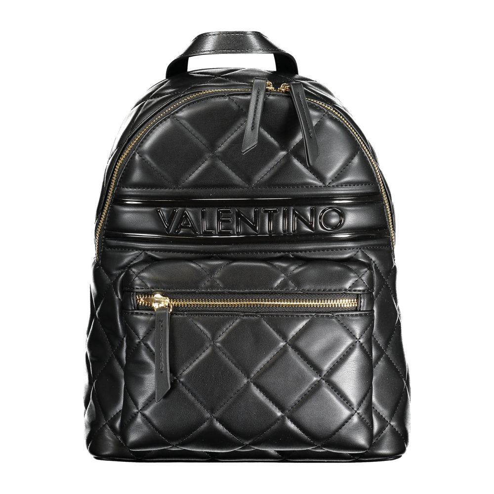 Mario Valentino Black Polyethylene Backpack with handle, adjustable straps, external and internal pockets, and zip closure.