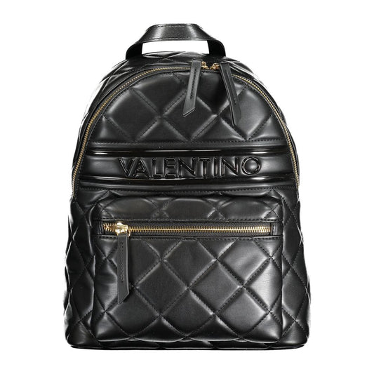 Mario Valentino Black Polyethylene Backpack with handle, adjustable straps, external and internal pockets, and zip closure.