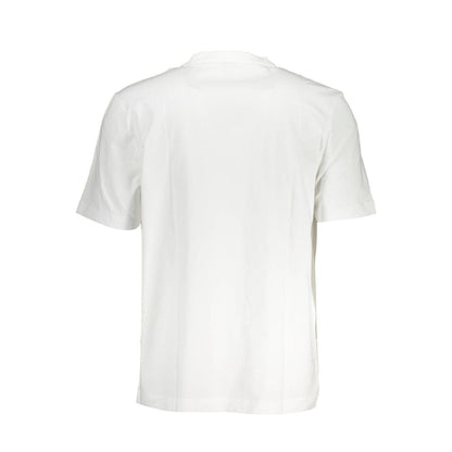 Back view of Hugo Boss White Cotton T-Shirt, short sleeve, relaxed fit, showing crew neck and organic cotton material.