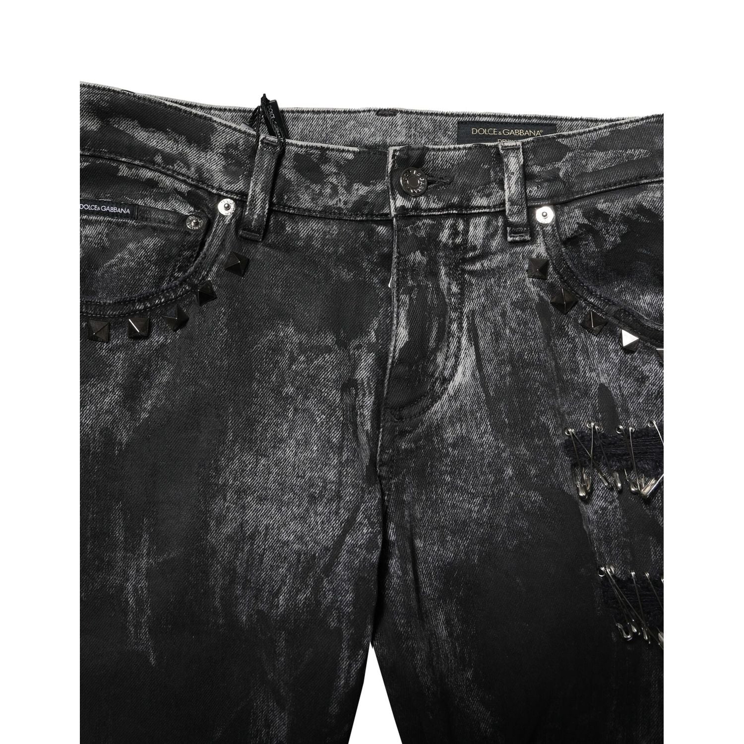 Dolce & Gabbana Black Washed Embellished Skinny Denim Jeans