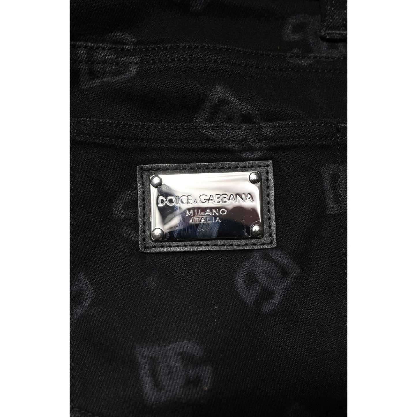 Dolce & Gabbana Black Cotton DG Logo Skinny Men Denim Jeans