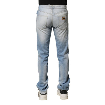 Dolce & Gabbana Light Blue Washed Straight Fit Denim Jeans