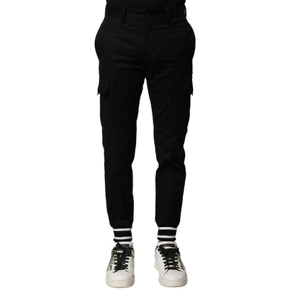 Dolce & Gabbana Black Cotton Cargo Joggers Men Pants