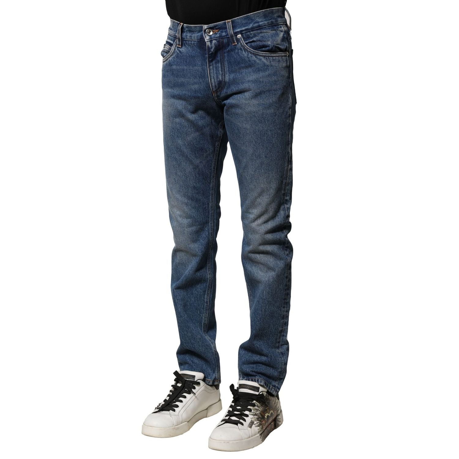 Dolce & Gabbana Blue Cotton Stretch Slim Fit Men Denim Jeans