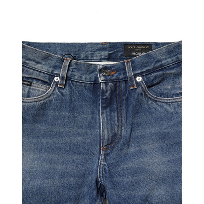 Dolce & Gabbana Blue Cotton Stretch Slim Fit Men Denim Jeans