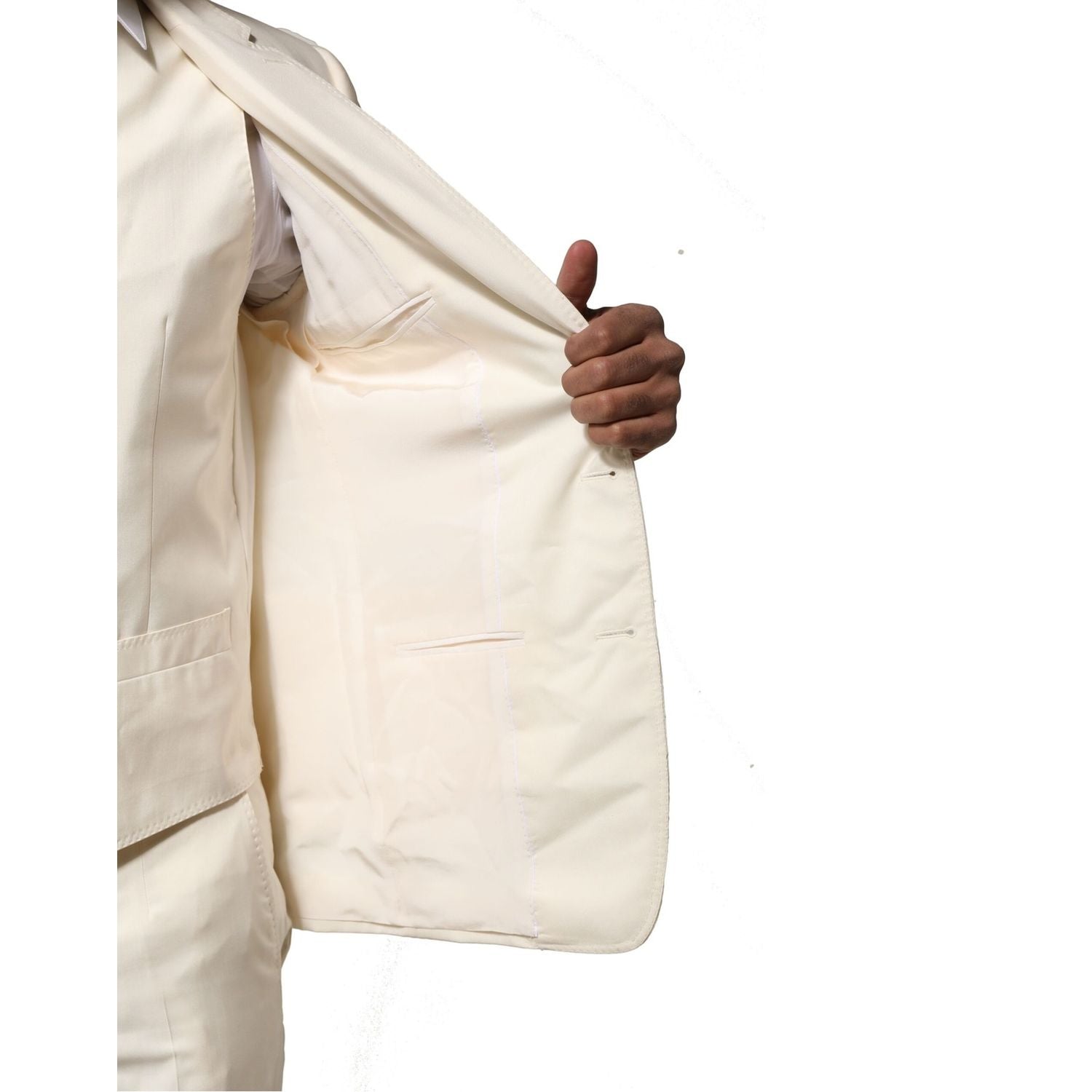 Dolce & Gabbana Ivory Wool 3 Piece Single Breasted Suit