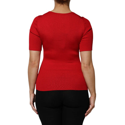 Dolce & Gabbana Red Round Neck Short Sleeves Pullover Top