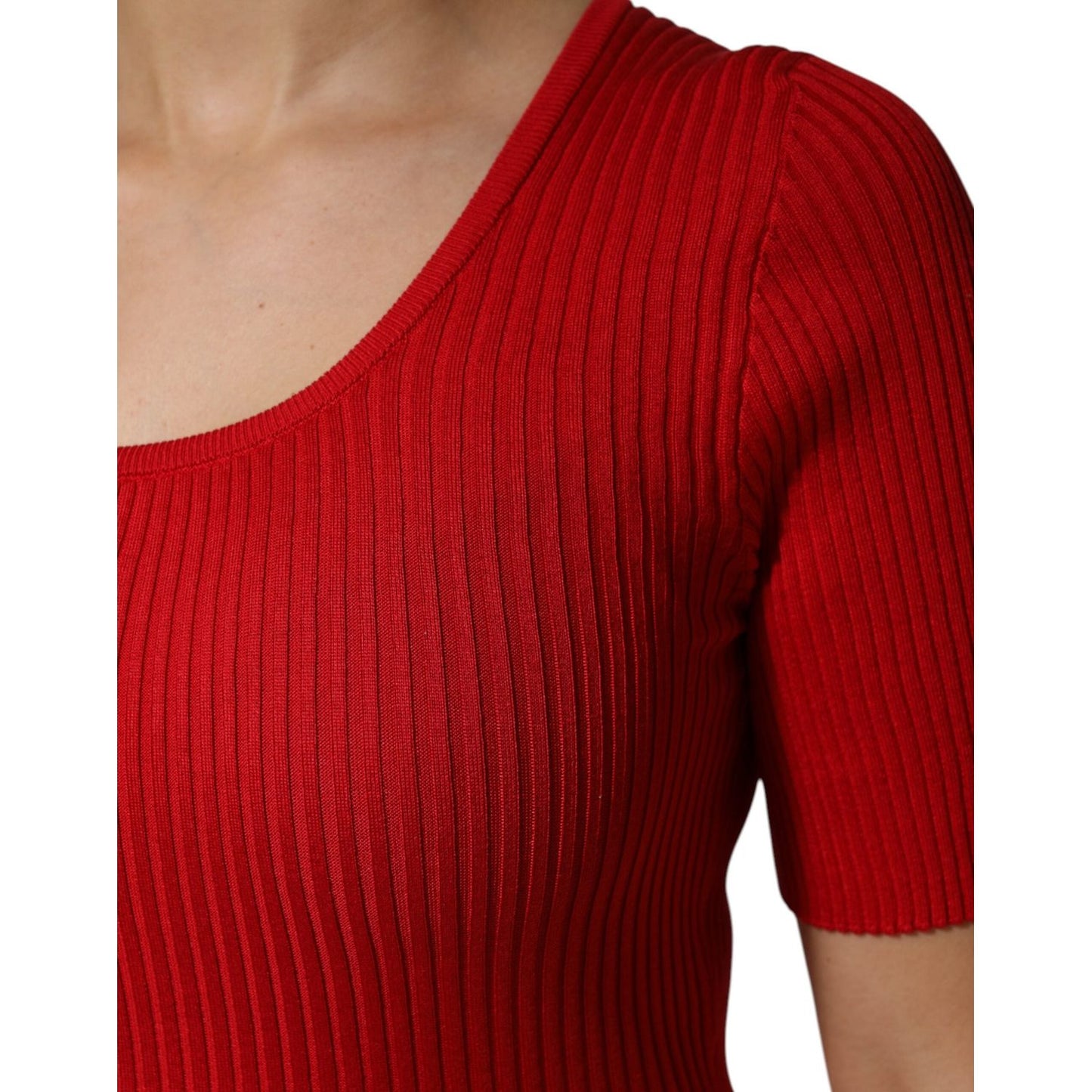 Dolce & Gabbana Red Round Neck Short Sleeves Pullover Top TSH90679-42