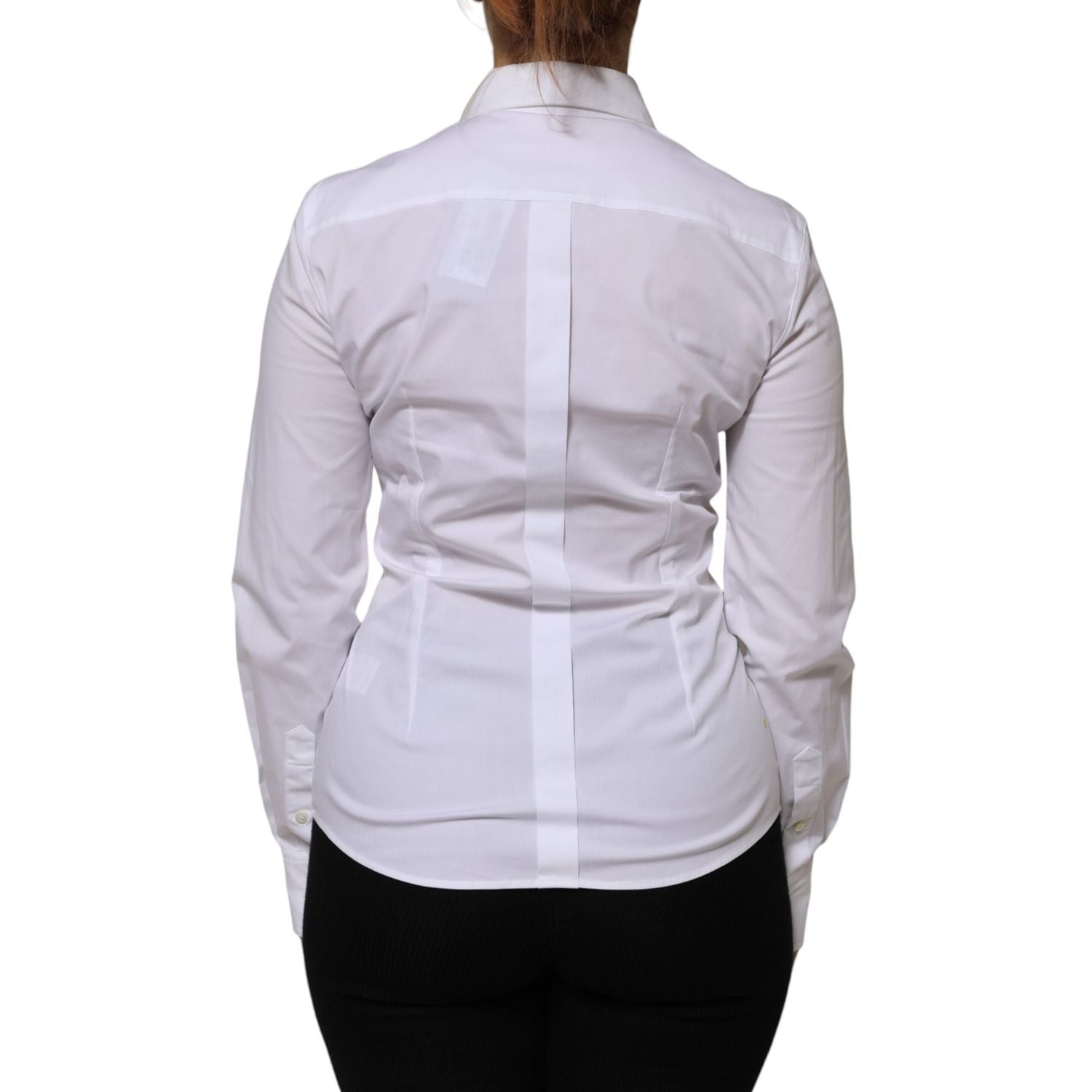 Dolce & Gabbana White Cotton Collared Long Sleeves Shirt Top