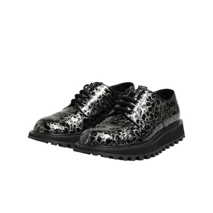 Dolce & Gabbana Black White Calfskin Chunky Derby Shoes