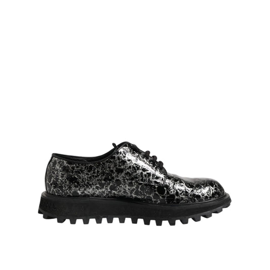 Dolce & Gabbana Black White Calfskin Chunky Derby Shoes
