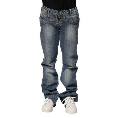 Just Cavalli Blue Washed Straight Fit Men Denim Jeans