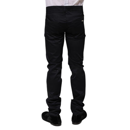 Dolce & Gabbana Black Cotton Skinny Mid Waist Pants
