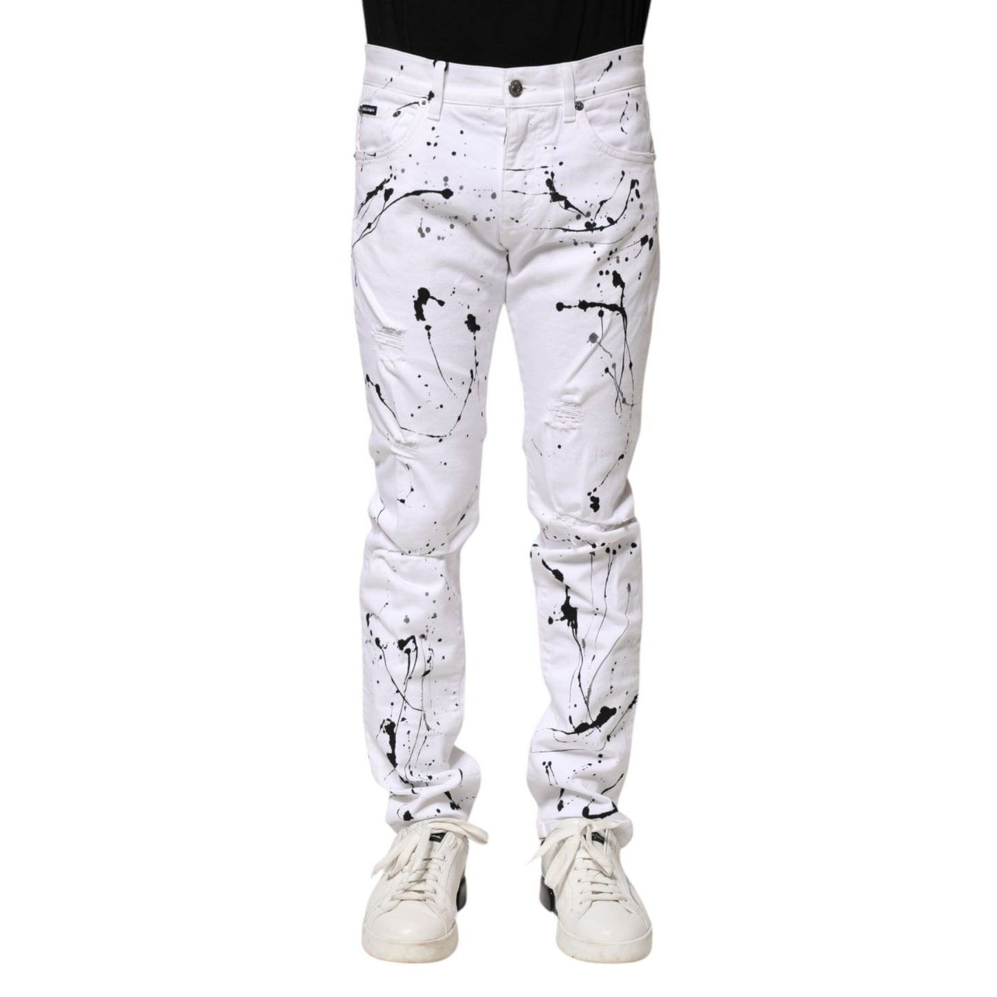 Dolce & Gabbana White ColorSplash Skinny Denim Jeans