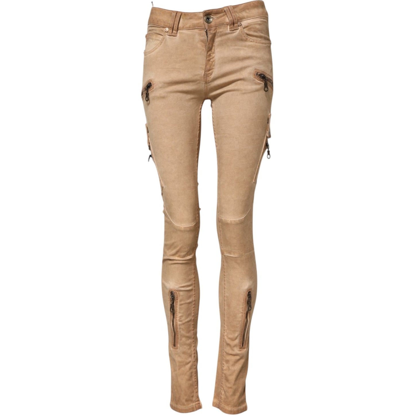PLEIN SUD Brown Cotton Mid Waist Skinny Denim Jeans PAN70626-27