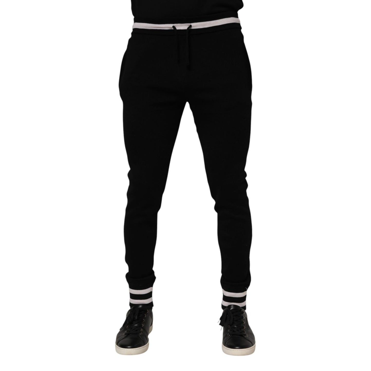 Dolce & Gabbana Black Cotton Men Jogger Sweatpants Pants