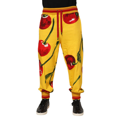 Dolce & Gabbana Yellow Cherry Print Jogger Sweatpants Pants