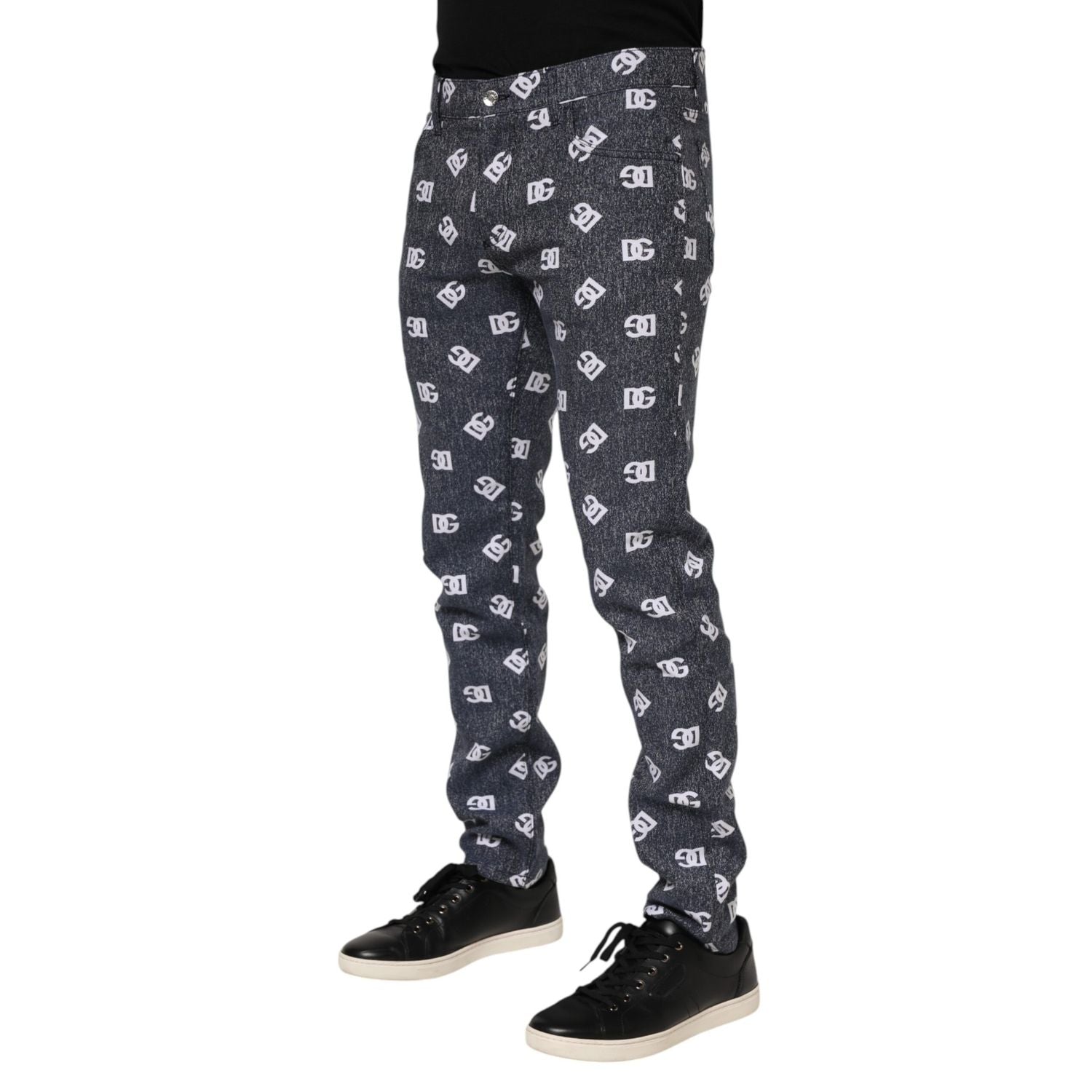 Dolce & Gabbana Dark Gray Logo Cotton Skinny Slim Denim Jeans