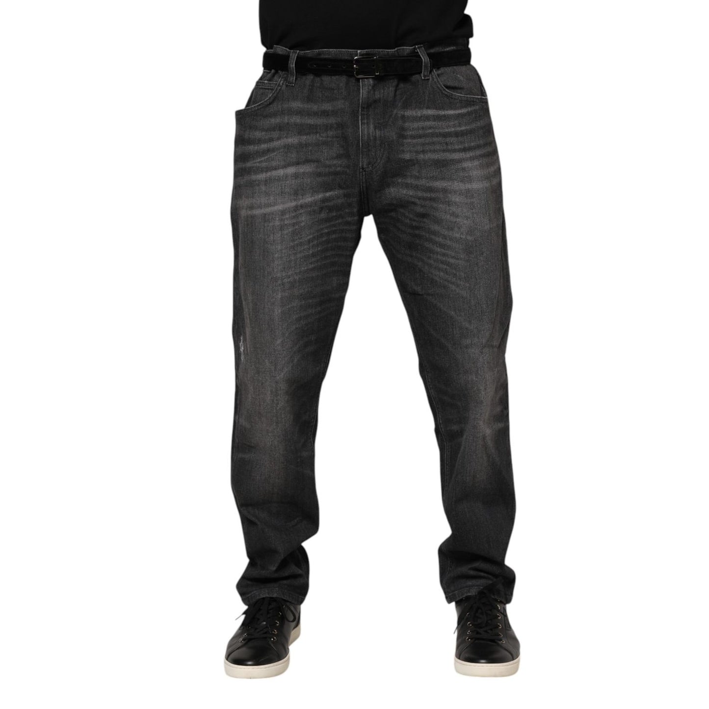 Dolce & Gabbana Gray Washed Cotton Loose Denim Jeans