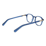 Guess Blue Unisex Glasses Frame with full-rim plastic & metal, round style, spring hinge, and branded case.