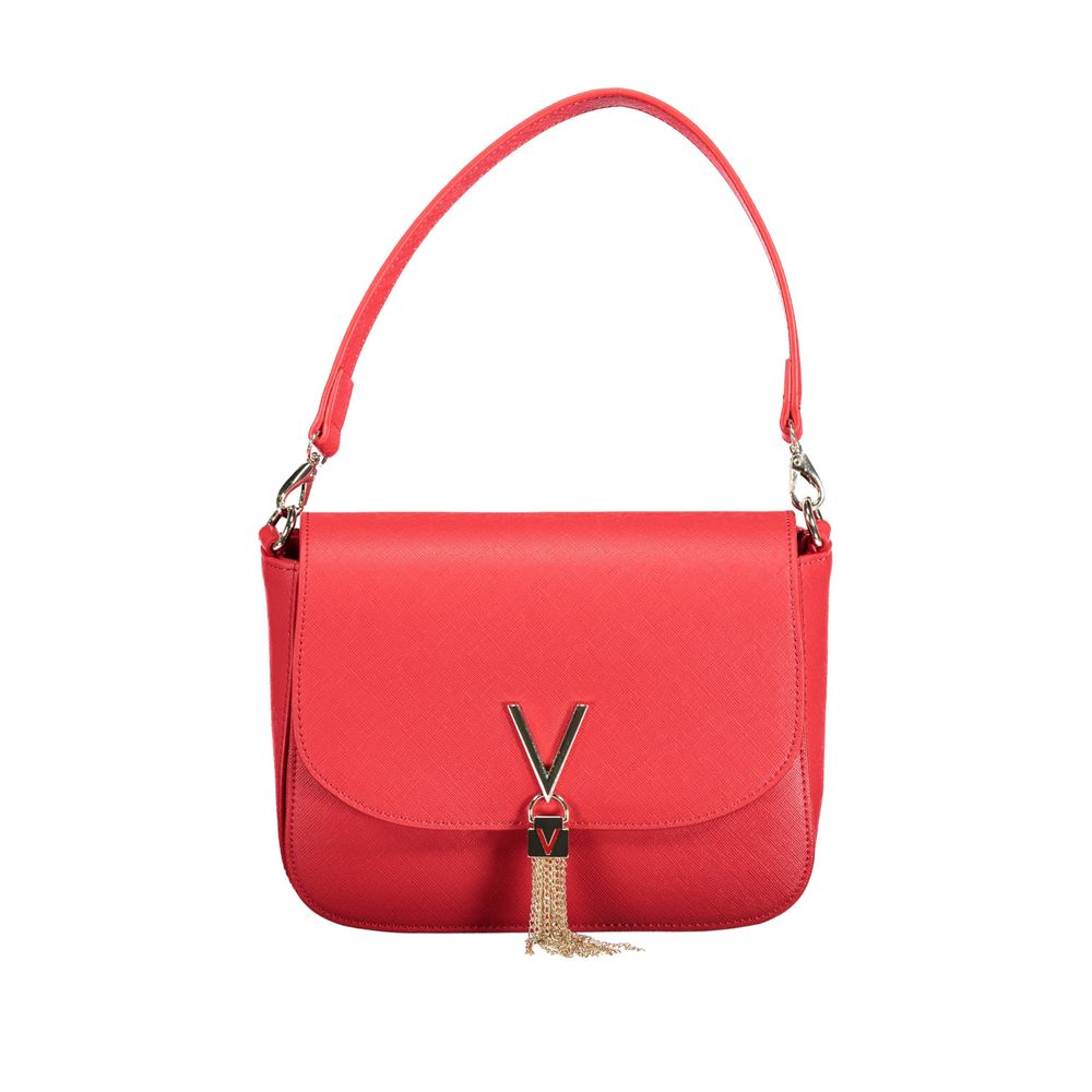 Mario Valentino Red Polyethylene Handbag with removable shoulder handle, chain strap, external pocket, logo, contrasting details