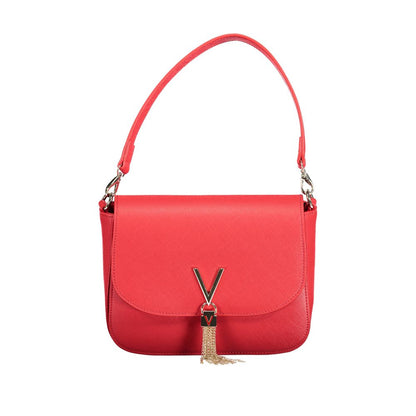 Mario Valentino Red Polyethylene Handbag with removable shoulder handle, chain strap, external pocket, logo, contrasting details