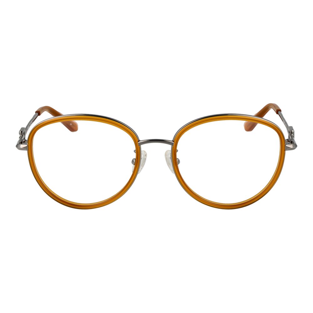 Guess Orange Women Glasses Frame full-rim round metal with demo lenses, size 53-18-145, includes branded case.