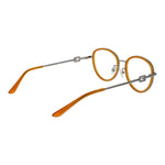 Guess Orange Women Glasses Frame with full-rim round metal design, orange color, and branded case for stylish wear.