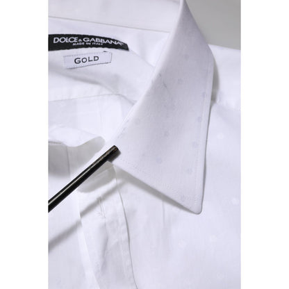 Dolce & Gabbana White Cotton GOLD Dress Formal Shirt