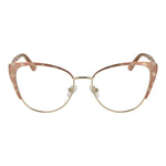 Guess Gold Women Glasses Frame, full-rim cat eye style with metal frame, size 53-16-145, spring hinge, includes branded case.