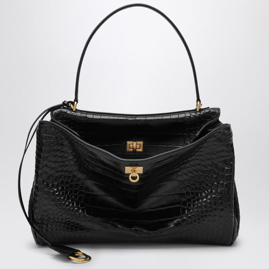 Balenciaga Cocco-print black calfskin medium Rodeo bag