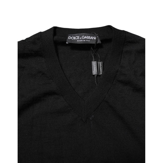 Dolce & Gabbana Black Cashmere Crewneck Men Pullover Sweater