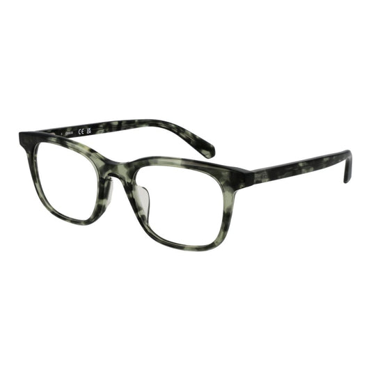 Guess Green Men Glasses Frame with acetate full-rim square style and demo lenses, featuring spring hinge. Includes branded case.