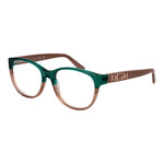 Guess Green Women Glasses Frame, full-rim acetate with demo lenses, round style, includes branded case.
